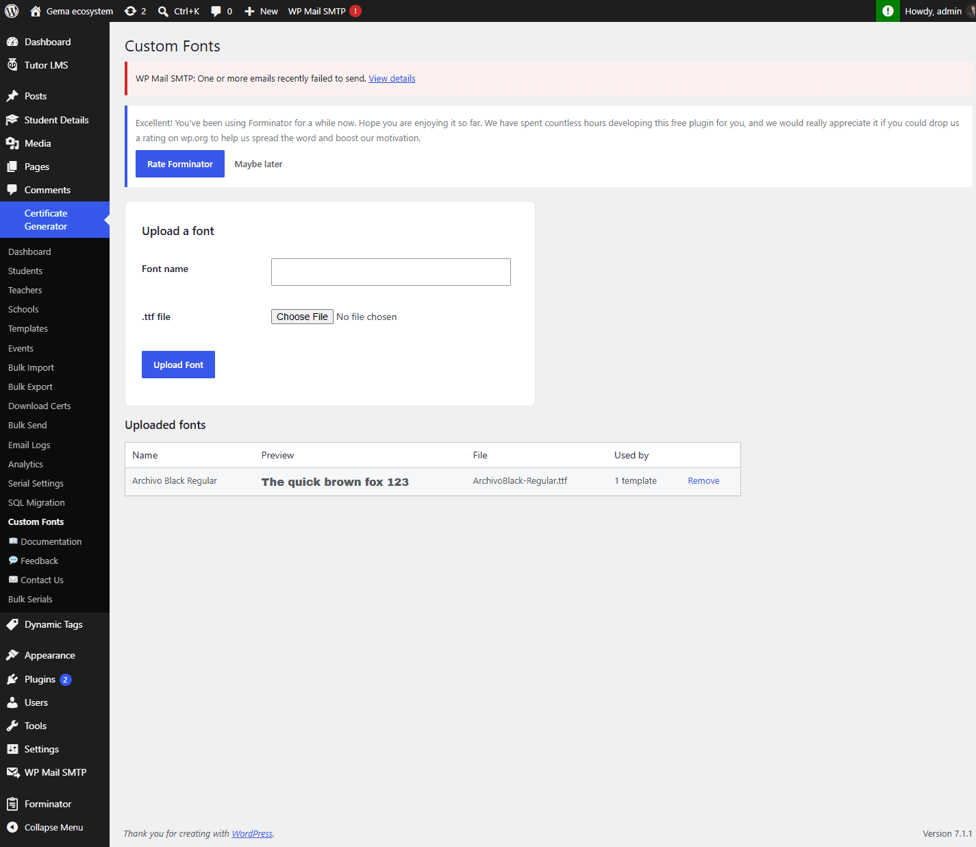 Custom font upload